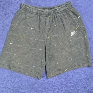 Nike All Over Swoosh Logo Athletic Shorts Men's XL Charcoal Gray Gym Casual‎